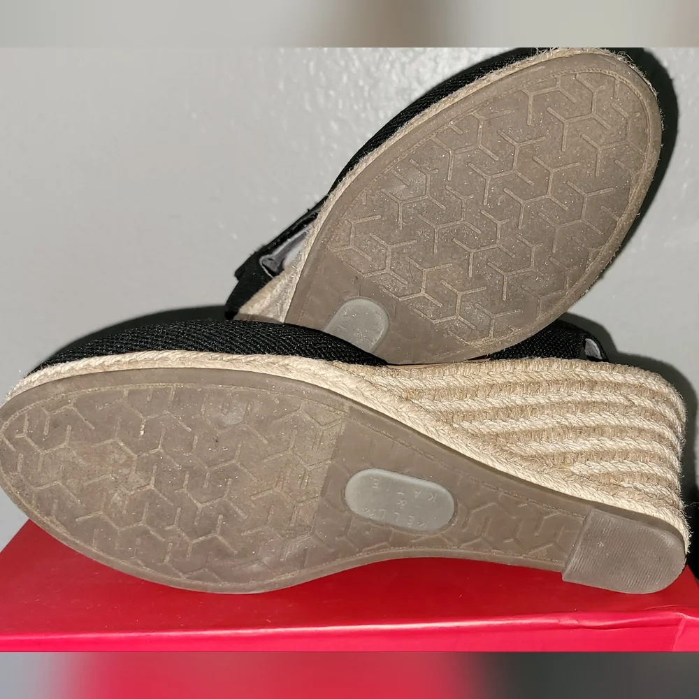 Kelly & Katie Black Espadrille Wedge Sandals